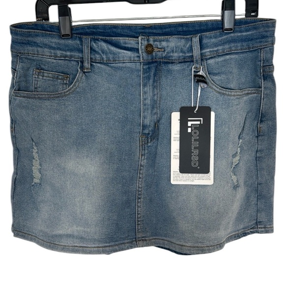 Denim Jean mini skirt skort with shorts large - Picture 1 of 8